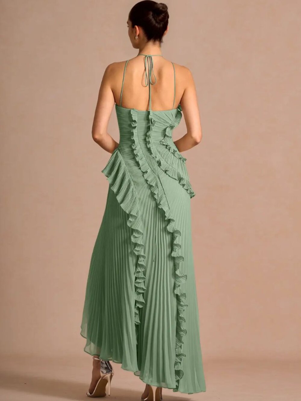 Azazie Hatsu Matcha Maxi Dress Size 10 - Picture 2 of 10